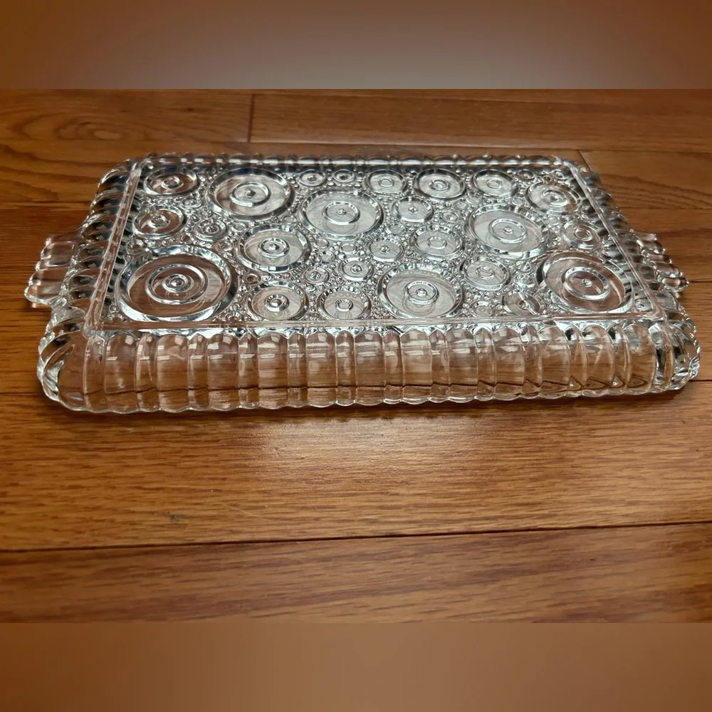 FREE w/ bundle Glass Trinket Tray with Circle Details Excellent used condition